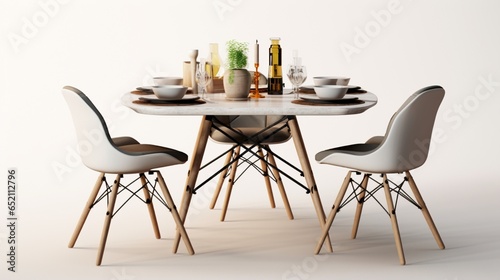 dining table realistic isolated 8k white background.Generative AI