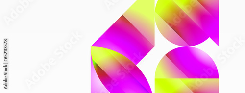 Serene gradient template. Circles and triangles mingle in minimalist perfection. Gentle fusion of forms and hues creates balanced yet captivating backdrop, embodying modern sophistication