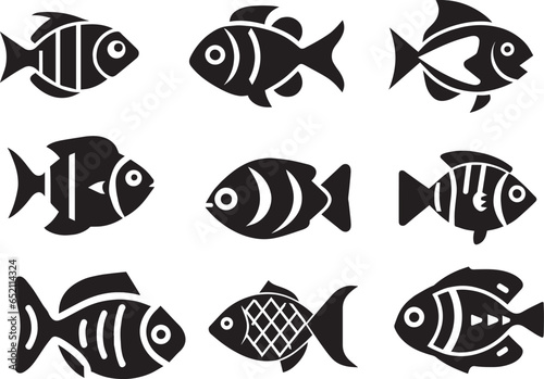 fish vector black color illustration black color