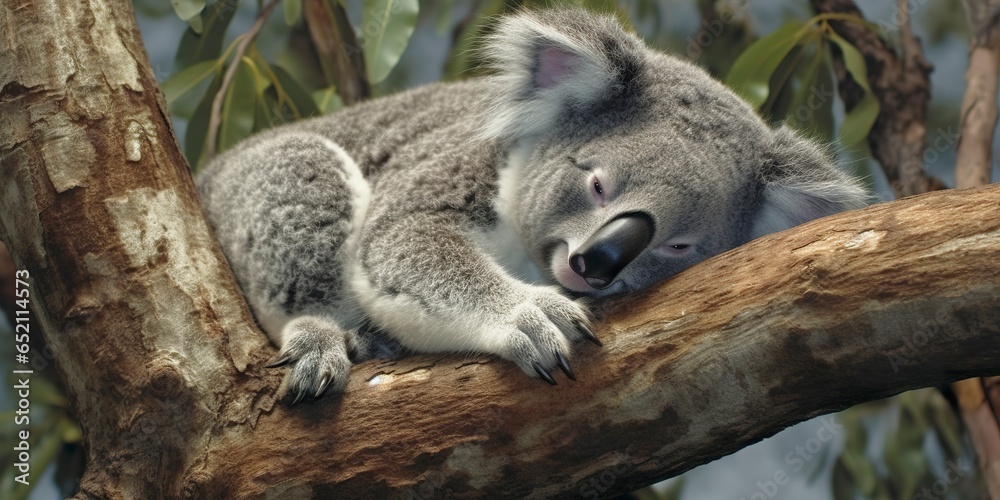 Koala asleep in tree. Koala asleep in tree.