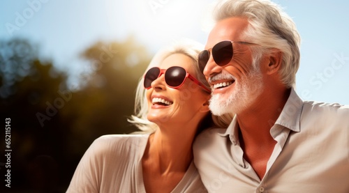 Forever young at heart elderly couple enjoys a day in the park - Generative AI