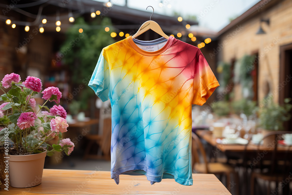 Fototapeta premium AI Generate A colorful tie dye t-shirt