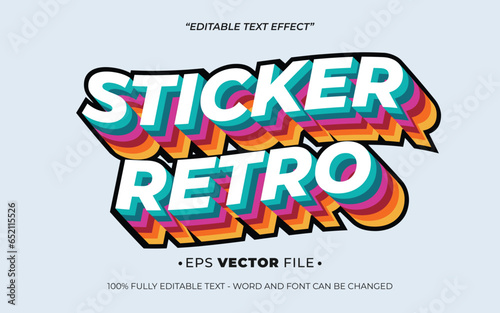 Sticker Retro editable text effect template vector 