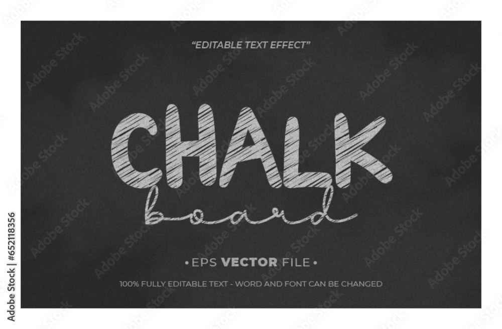 chalk board style text effect editable template vctor - obrazy, fototapety, plakaty 