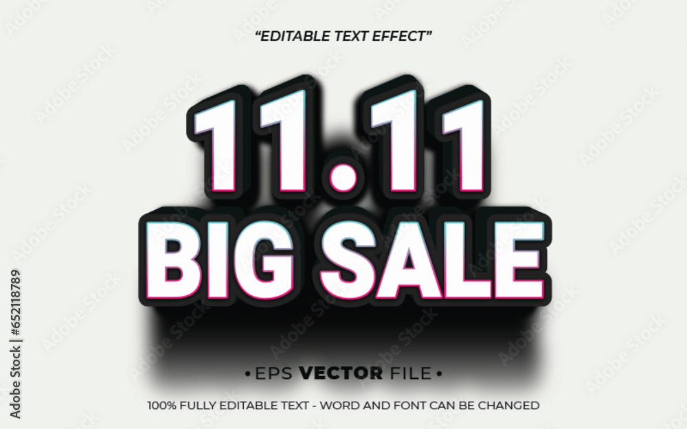11 Big sale editable 3d text effect vector  template use for business brand,flyer and advertising  social media