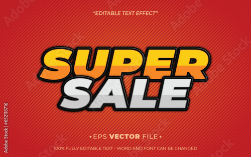 Super sale editable 3d text effect vector  template use for business brand,flyer and advertising  social media