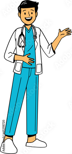 Hospital doctor friendly cartoon character illustration