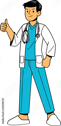 Hospital doctor friendly cartoon character illustration