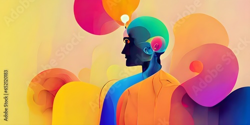 a person expanding their knowledge colourful white background 4k surreal corporate tech style silicone valley cartoon 