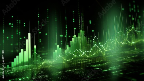 Vibrant Green Chart Signals Financial Success Indicates Bullish Market Trends and Dynamic Financial Growth.