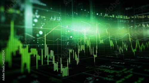 Vibrant Green Chart Signals Financial Success Indicates Bullish Market Trends and Dynamic Financial Growth.