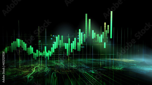 Vibrant Green Chart Signals Financial Success Indicates Bullish Market Trends and Dynamic Financial Growth.