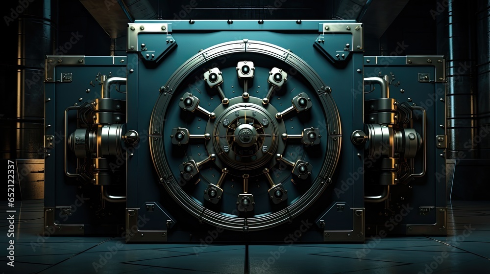 An image of a solid bank vault door with a secure appearance.