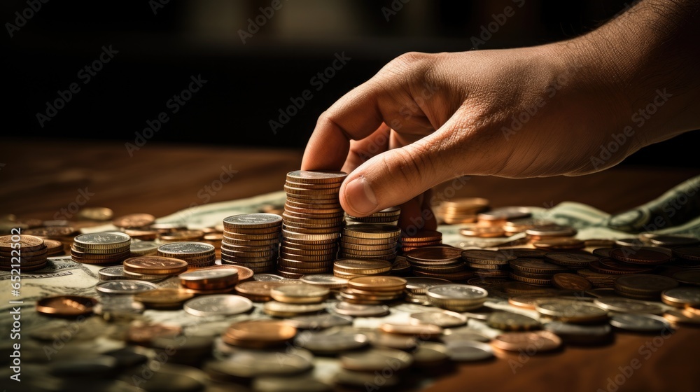 Close-up of hands counting money. Close-up of hands counting money.