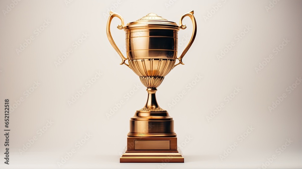 Closeup view of a gold trophy on a white background. Closeup view of a gold trophy on a white background.