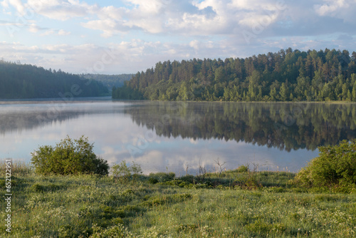 Early June morning on Ladoga lake. Karelia, Russia