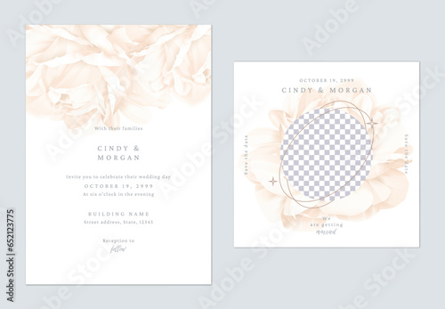 White minimalist Jasminum sambac flowers wedding invitation