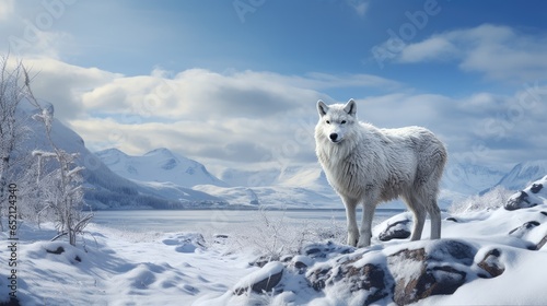 white wolf in snow