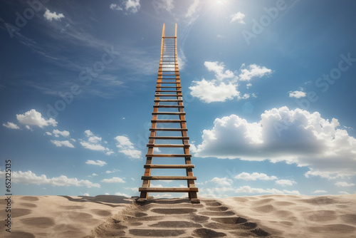 A ladder stretching towards the sky, with each rung representing a milestone on the path to success.