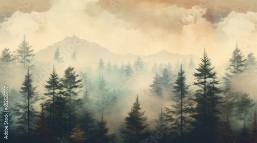 foggy forest forest background. generative AI