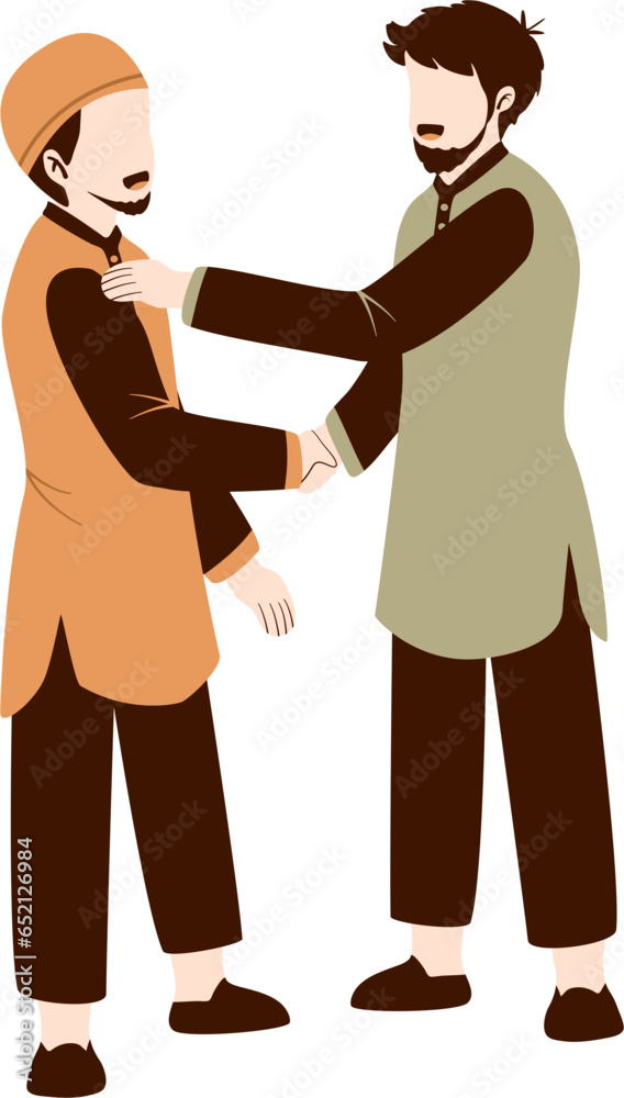 Muslim shaking hand illustrration