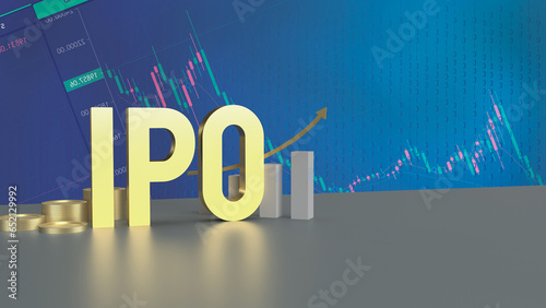 The gold ipo on chart background for Business concept 3d rendering. photo