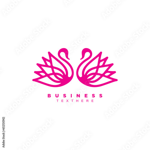 Outline luxury pink swan logo design vector for your brand or business