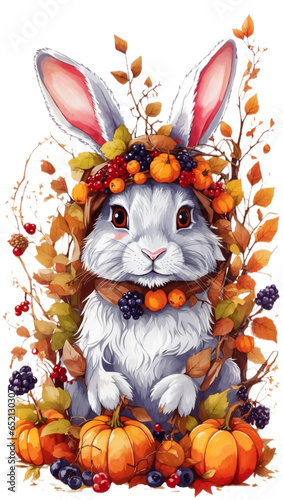 halloween easter bunny with pumpkin