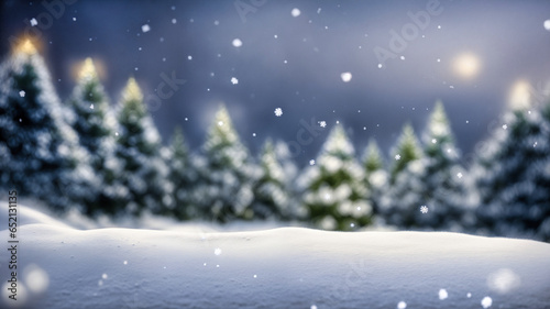 Beautiful winter landscape with snow covered trees.Merry Christmas and happy New Year greeting background with copy-space. 