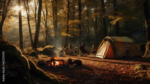 Camping in the forest  AI generated Image