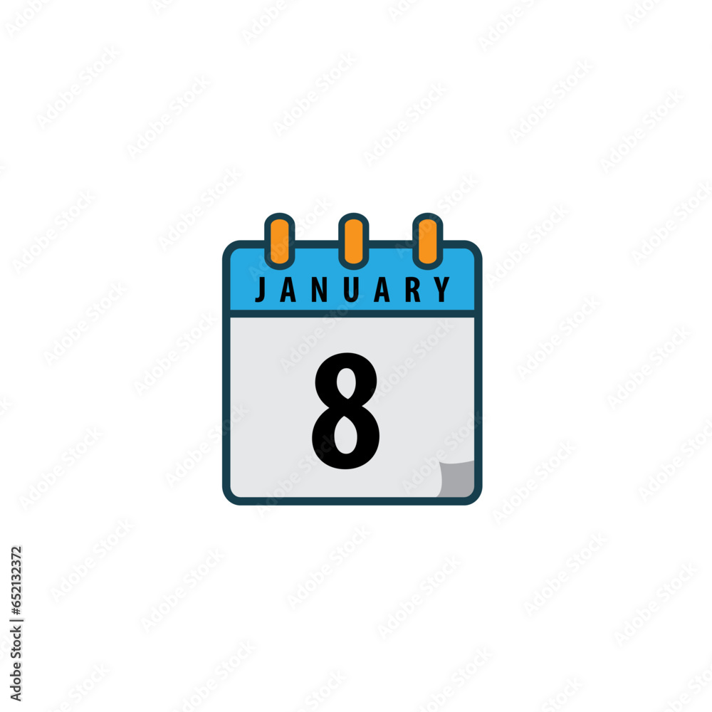 Calendar date vector icon flat style design template,January date icon Calendar date vector icon flat style design template,January date icon