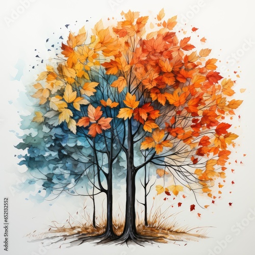 watercolor autumn trees background
