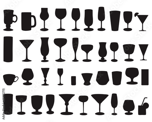 Silhouettes of sharing various glasses