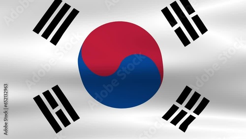 South Korea Flag Smooth Waving Animation. Wonderful Flag of the South Korea with Folds. Flag background. 4k 3D render.