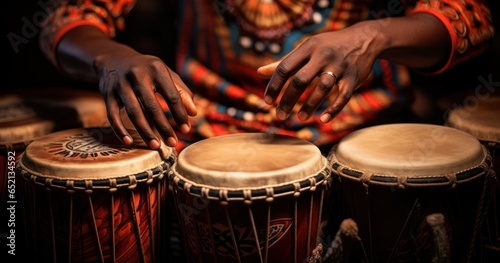 Hands playing on African drums