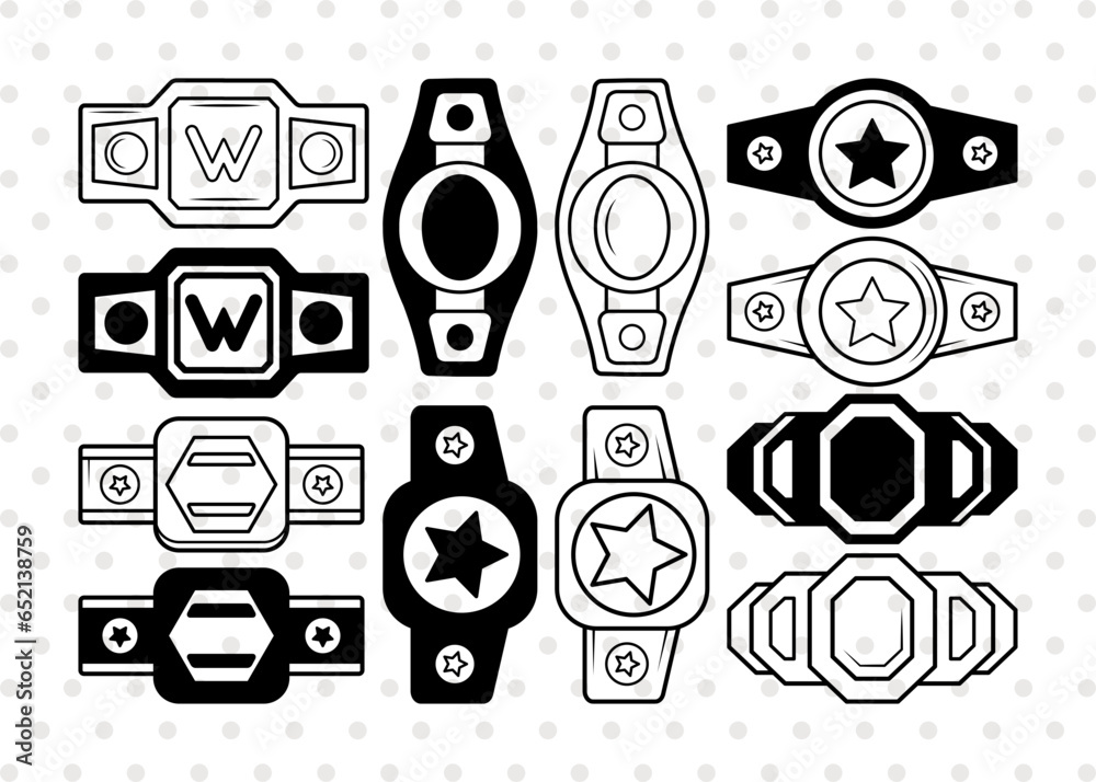 Championship Belt Silhouette, Belt Svg, Champion Belt Svg, Boxing Belt