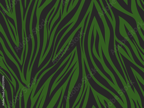 Juicy tropical seamless pattern. Exotic vector print. Green and black foliage. Luxurious botanical background. Abstract animalistic print. Modern design of fabric, packaging, spa, beauty.
