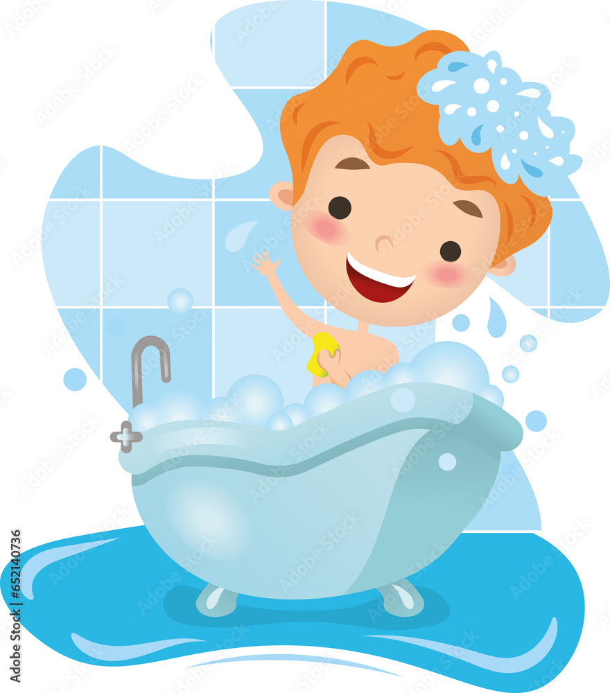 Digital png illustration of smiling boy bathing on transparent background Digital png illustration of smiling boy bathing on transparent background