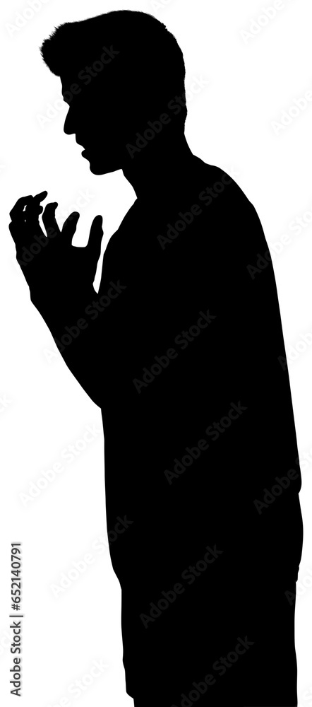 Digital png illustration of silhouette of angry man on transparent background
