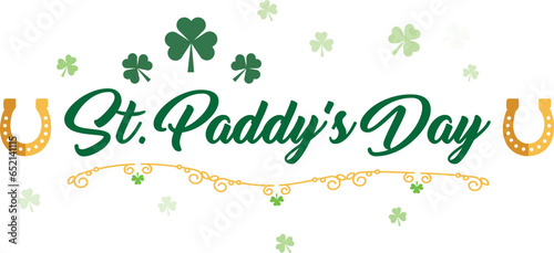 Digital png illustration of st patrick's day text and symbols on transparent background