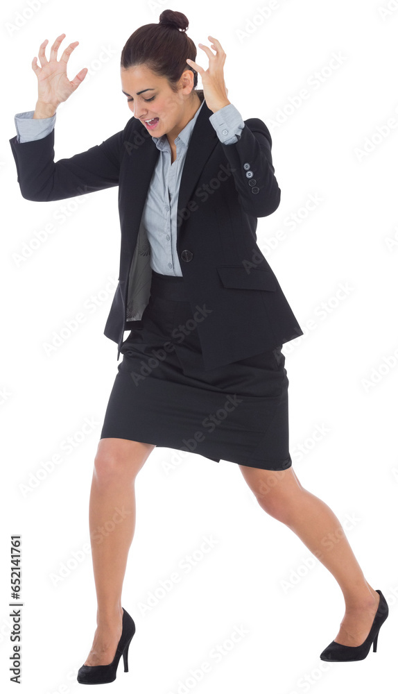 Digital png photo of stressed caucasian businesswoman on transparent background Digital png photo of stressed caucasian businesswoman on transparent background