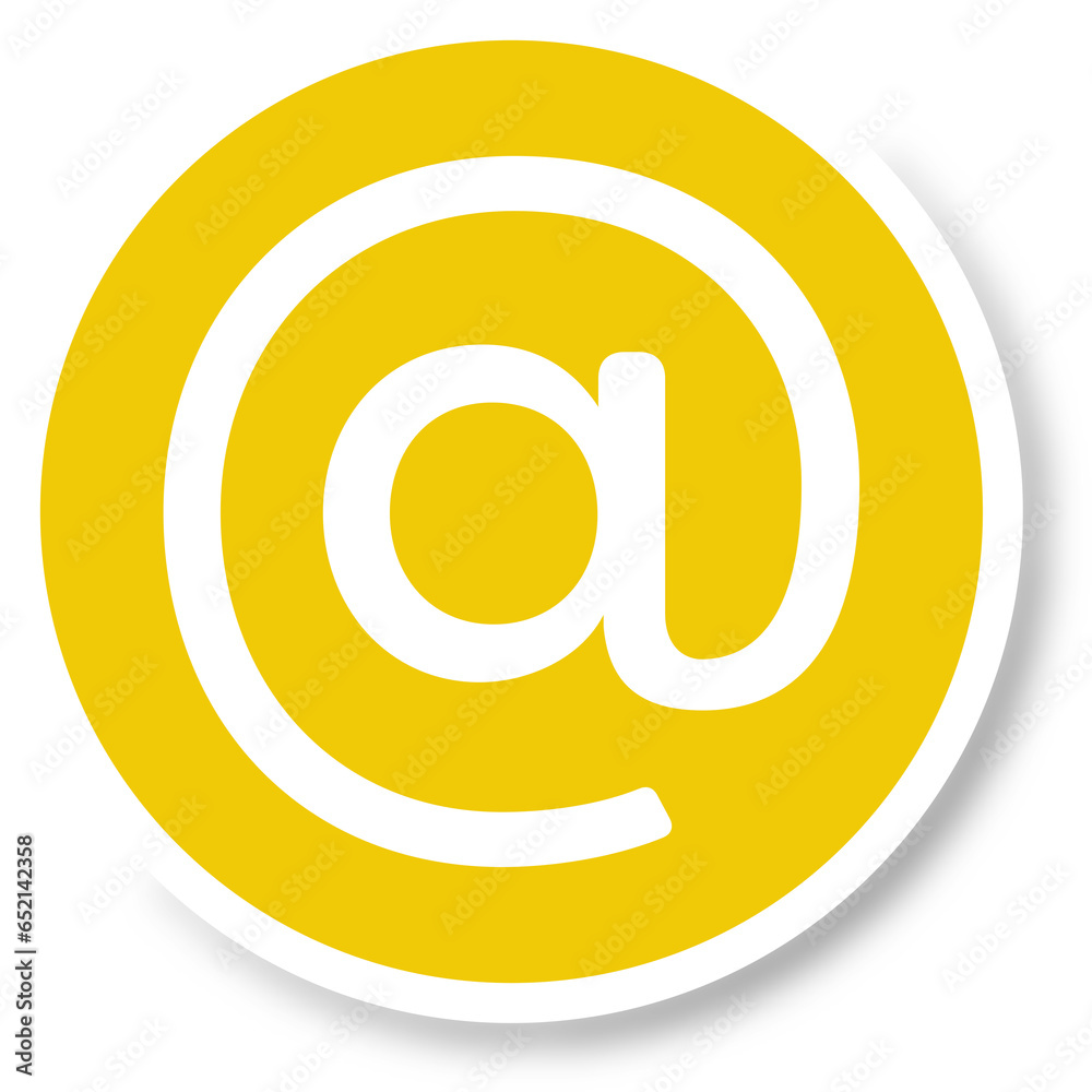 Digital png illustration of at symbol on yellow circle on transparent background Digital png illustration of at symbol on yellow circle on transparent background