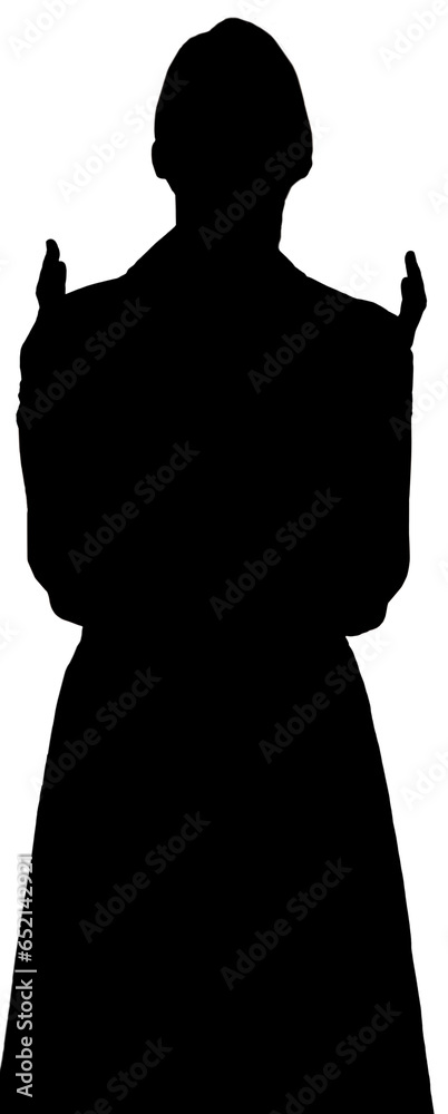 Digital png silhouette of woman with hands and head up on transparent background Digital png silhouette of woman with hands and head up on transparent background