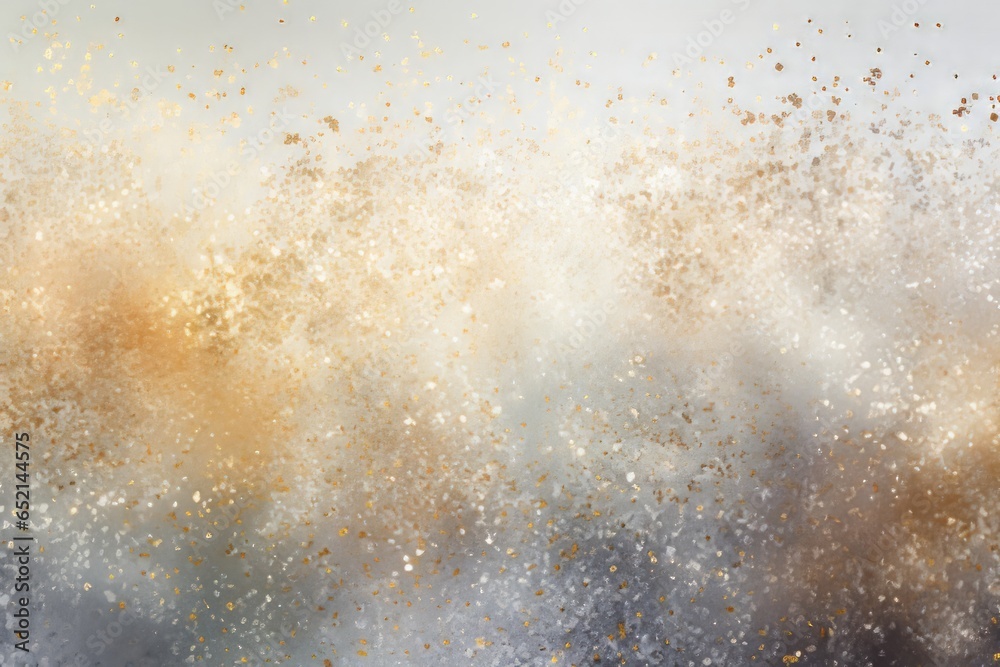 Photo of blurred gold and silver dust particles in motion created with Generative AI technology