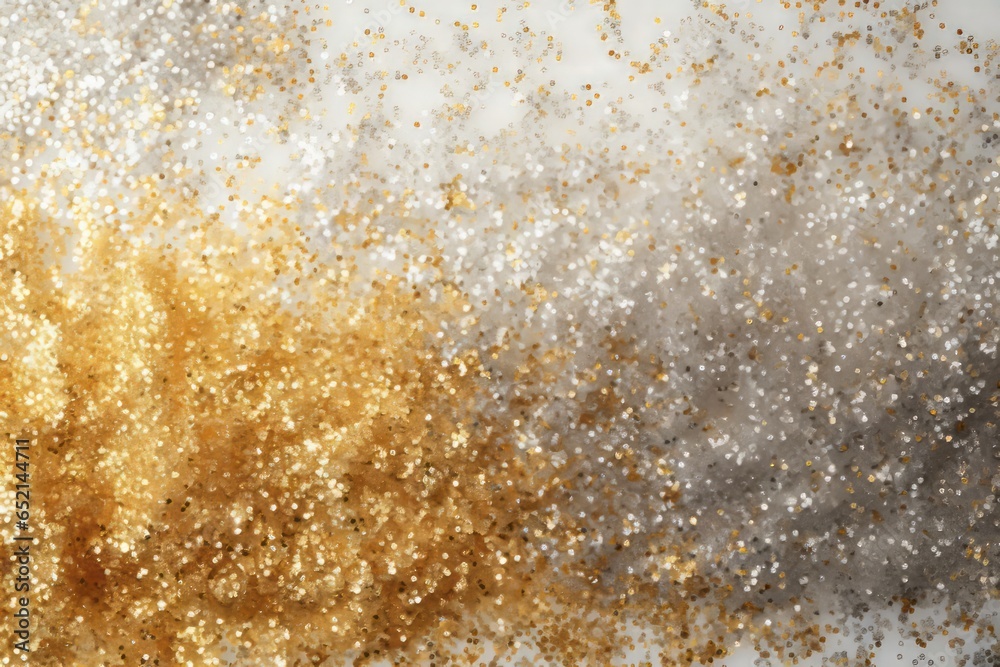 Photo of a sparkling and dazzling gold and silver background with a shower of glitter created with Generative AI technology Photo of a sparkling and dazzling gold and silver background with a shower of glitter created with Generative AI technology