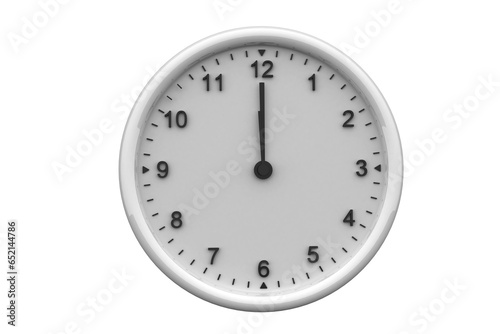 Digital png illustration of white clock pointing twelve on transparent background