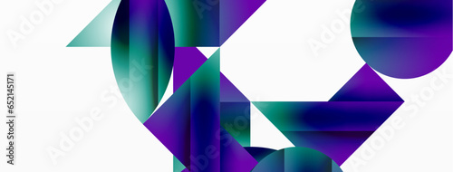 Serene gradient template. Circles and triangles mingle in minimalist perfection. Gentle fusion of forms and hues creates balanced yet captivating backdrop, embodying modern sophistication