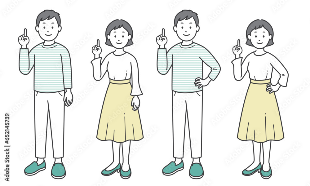 指差しをする成人男女 片手