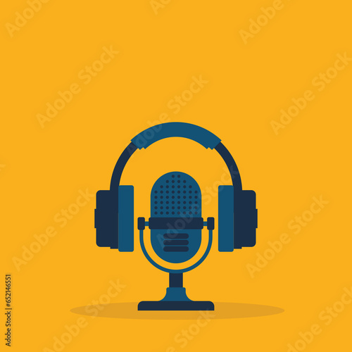 Podcast design using Microphone and Headphone icon