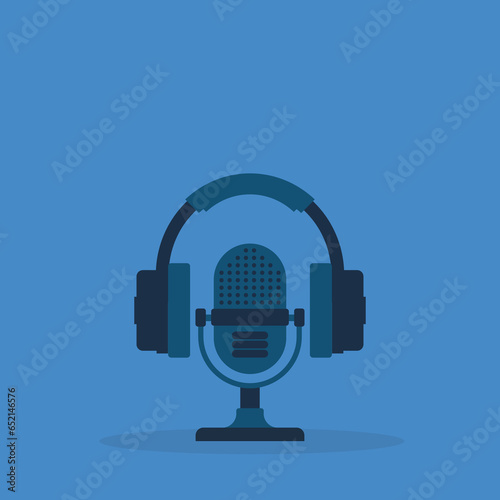 Podcast design using Microphone and Headphone icon